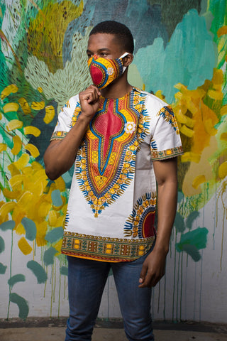 Mens - White Dashiki T-Shirt - Mutapa 