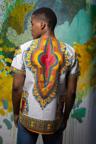 Mens - White Dashiki T-Shirt - Mutapa 